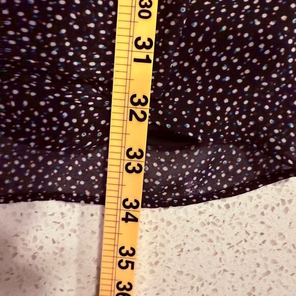 Reset by Jane Black Polka Dot Long Sleeve Mini Dress V Neck Fit Flare Boho Fall - Picture 11 of 11